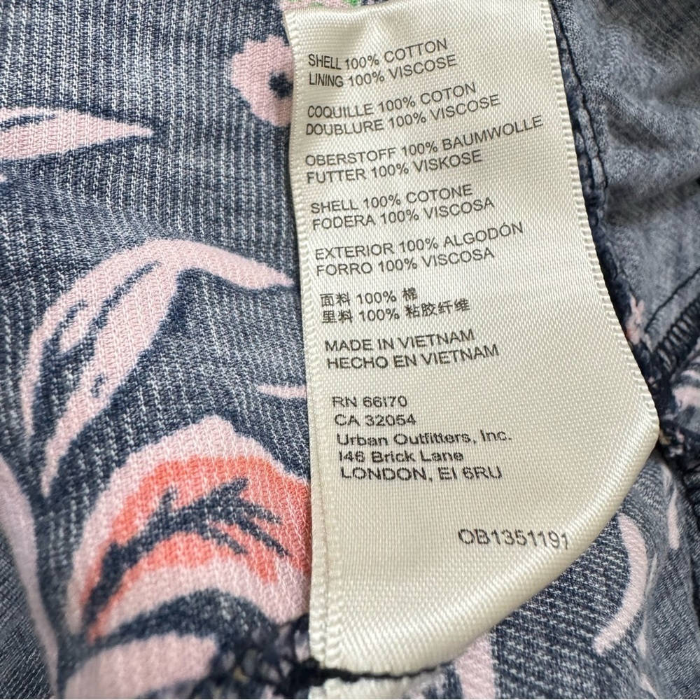 NEW Free People Cord Looking Glass Mini Navy Blue Ruffle Corduroy Floral Sz L - Picture 9 of 10